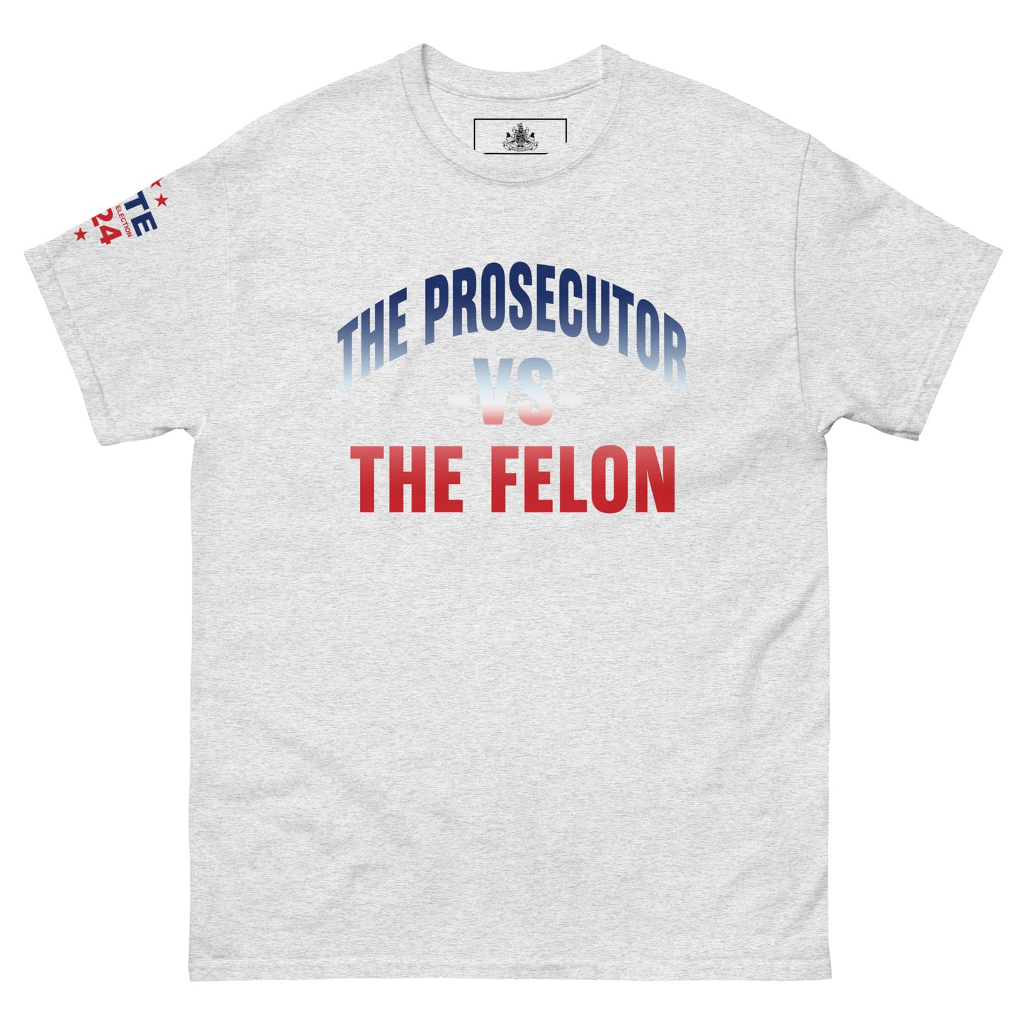 MALA: THE PROSECUTOR VS THE FELON UNISEX TEE (RED, WHITE, BLUE GRADIENT)