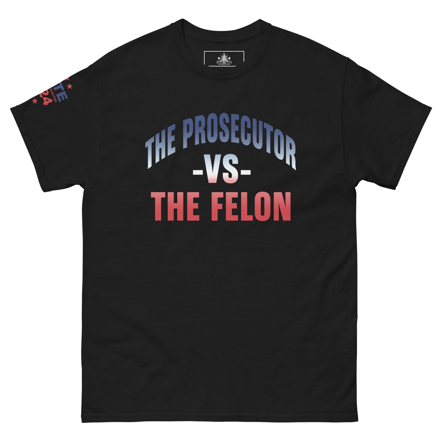 MALA: THE PROSECUTOR VS THE FELON UNISEX TEE (RED, WHITE, BLUE GRADIENT)