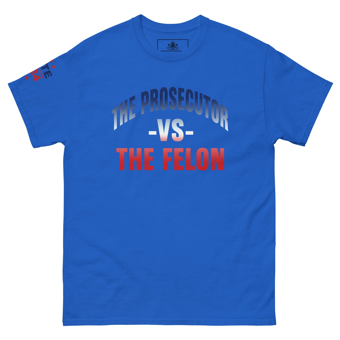 MALA: THE PROSECUTOR VS THE FELON UNISEX TEE (RED, WHITE, BLUE GRADIENT)