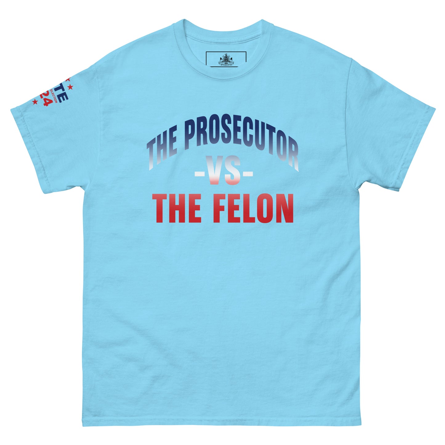 MALA: THE PROSECUTOR VS THE FELON UNISEX TEE (RED, WHITE, BLUE GRADIENT)