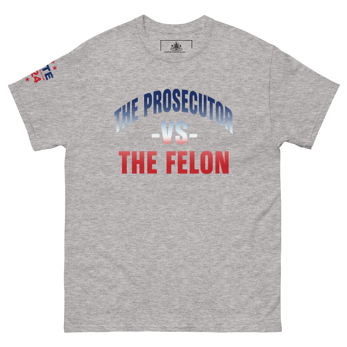 MALA: THE PROSECUTOR VS THE FELON UNISEX TEE (RED, WHITE, BLUE GRADIENT)