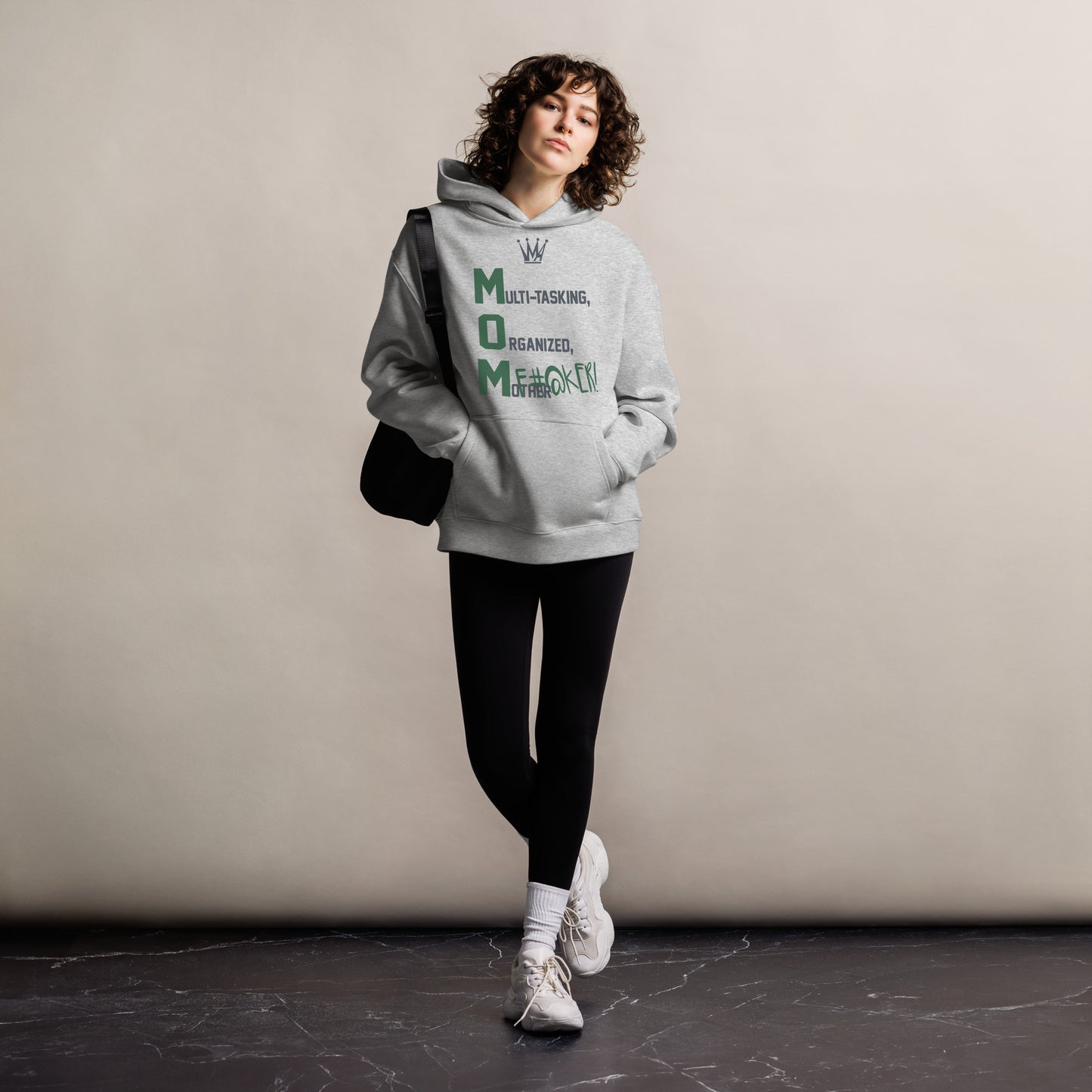 M.O.M. OVERSIZED HOODIE (GREEN + GREY)