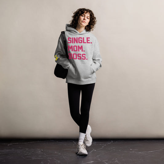 SINGLE. MOM. BOSS. OVERSIZED HOODIE (PINK + YELLOW)