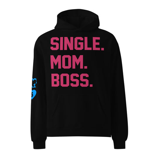 SINGLE. MOM. BOSS. OVERSIZED HOODIE (PINK + BLUE)