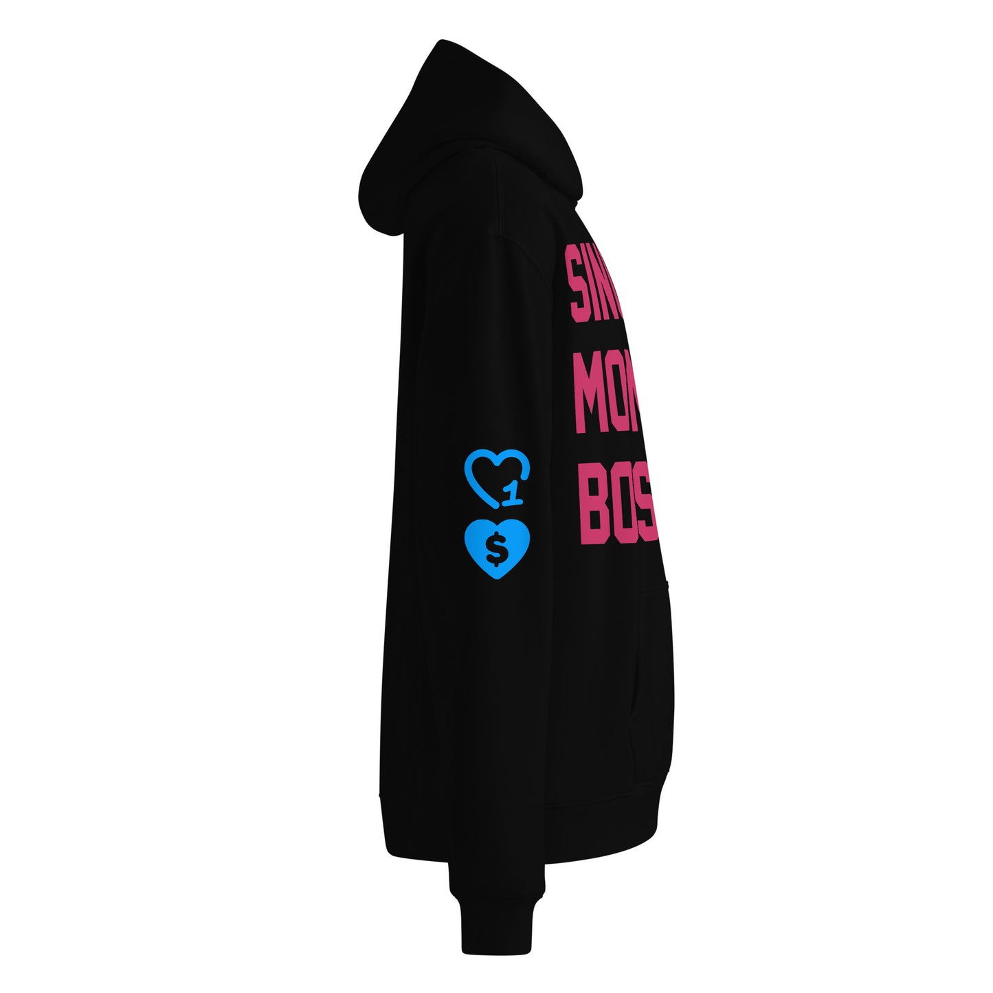 SINGLE. MOM. BOSS. OVERSIZED HOODIE (PINK + BLUE)