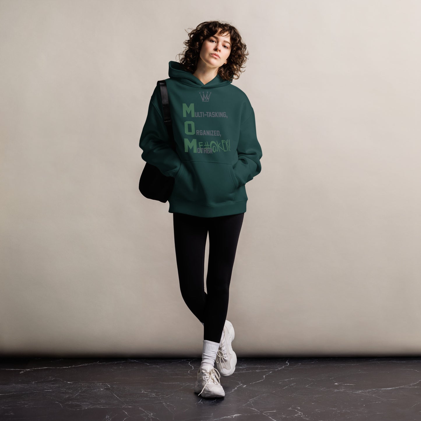 M.O.M. OVERSIZED HOODIE (GREEN + GREY)