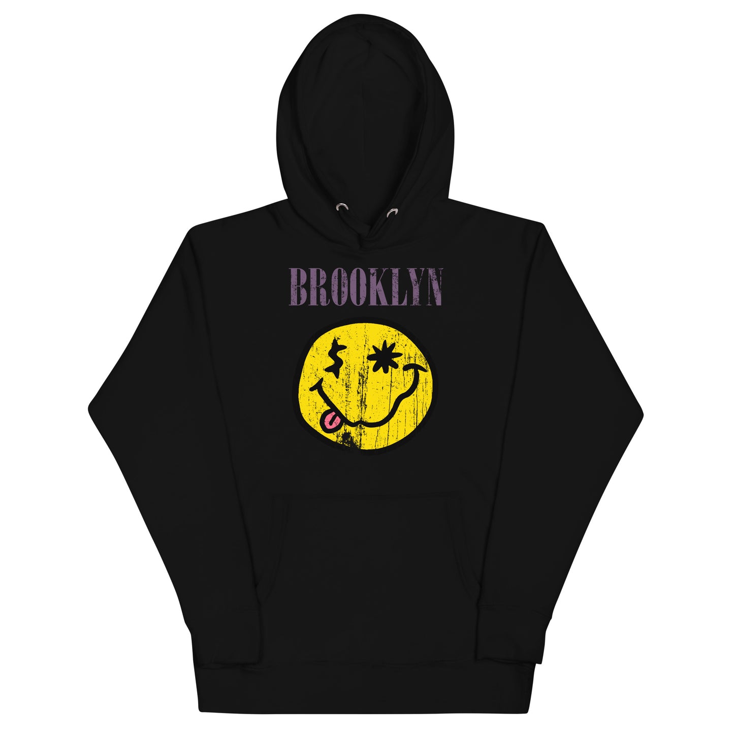 BK ROX - DISTRESSED BROOKLYN "SMILEY" FACE UNISEX HOODIE