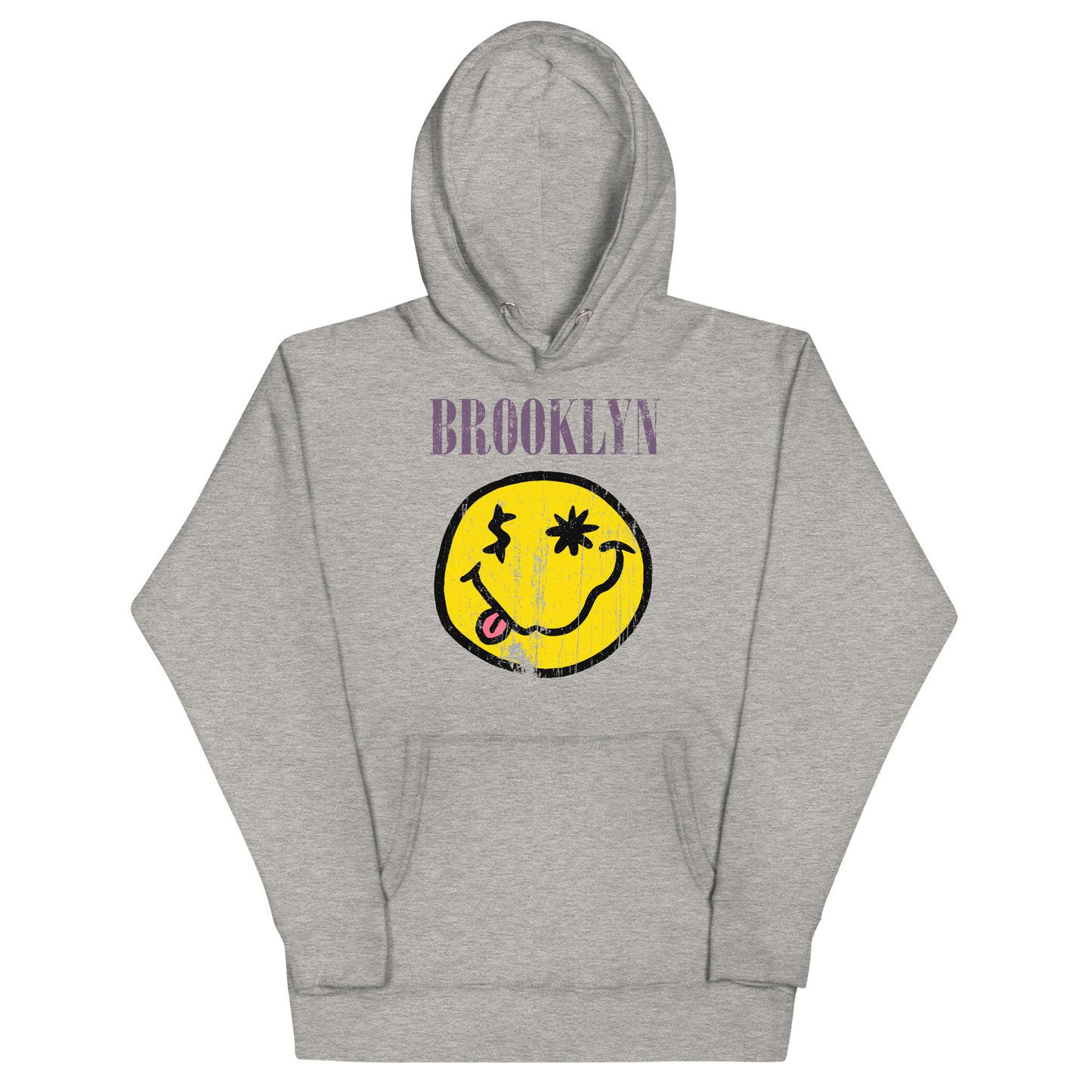 BK ROX - DISTRESSED BROOKLYN "SMILEY" FACE UNISEX HOODIE