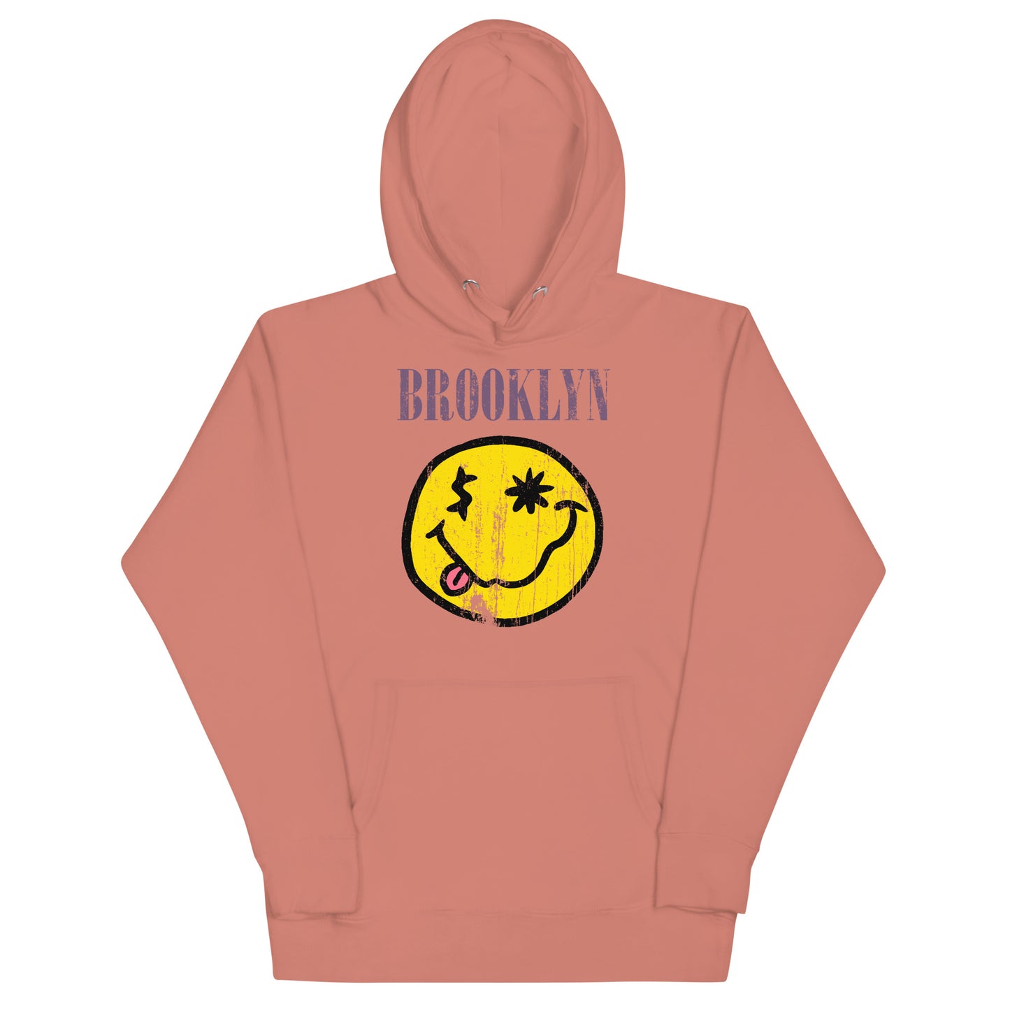 BK ROX - DISTRESSED BROOKLYN "SMILEY" FACE UNISEX HOODIE