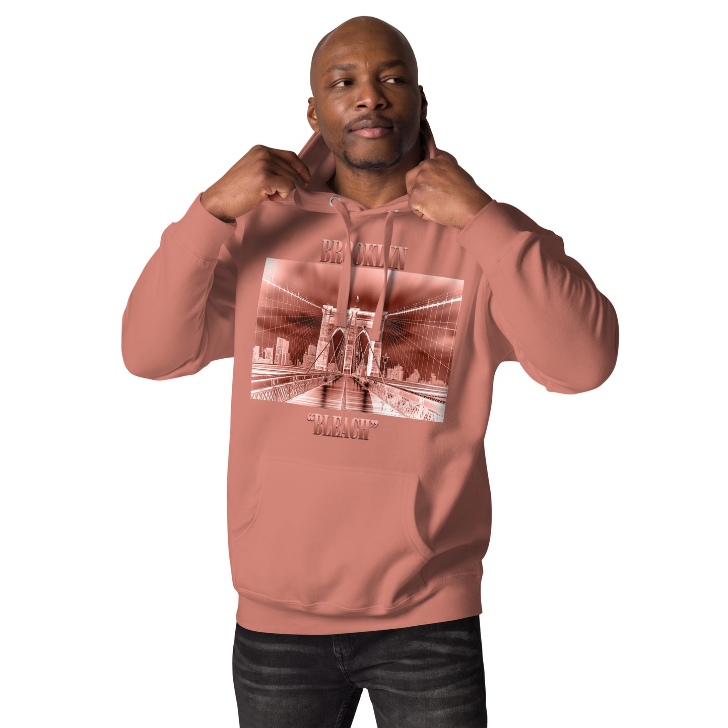 BK ROX - BROOKLYN BLEACH UNISEX HOODIE (DUSTY ROSE)