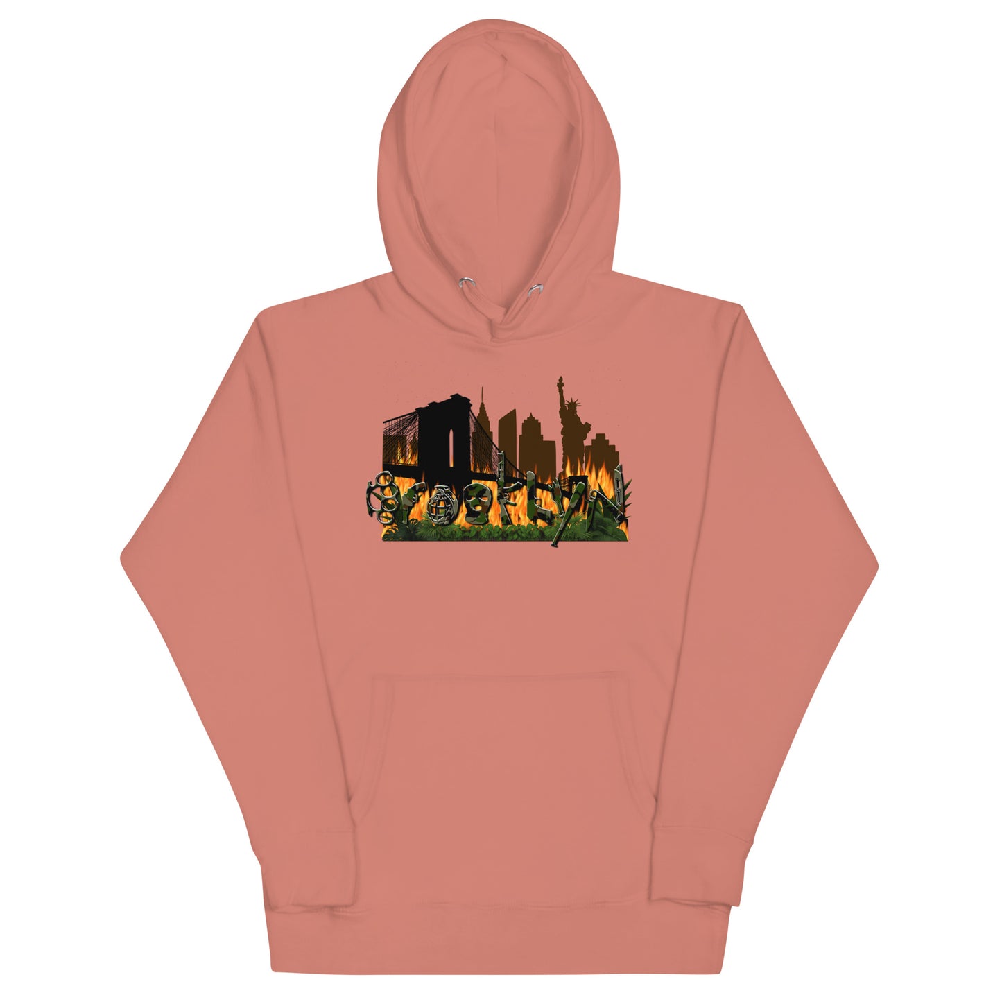 BROOKLYN ANARCHY BURNING CITY CAMO UNISEX HOODIE