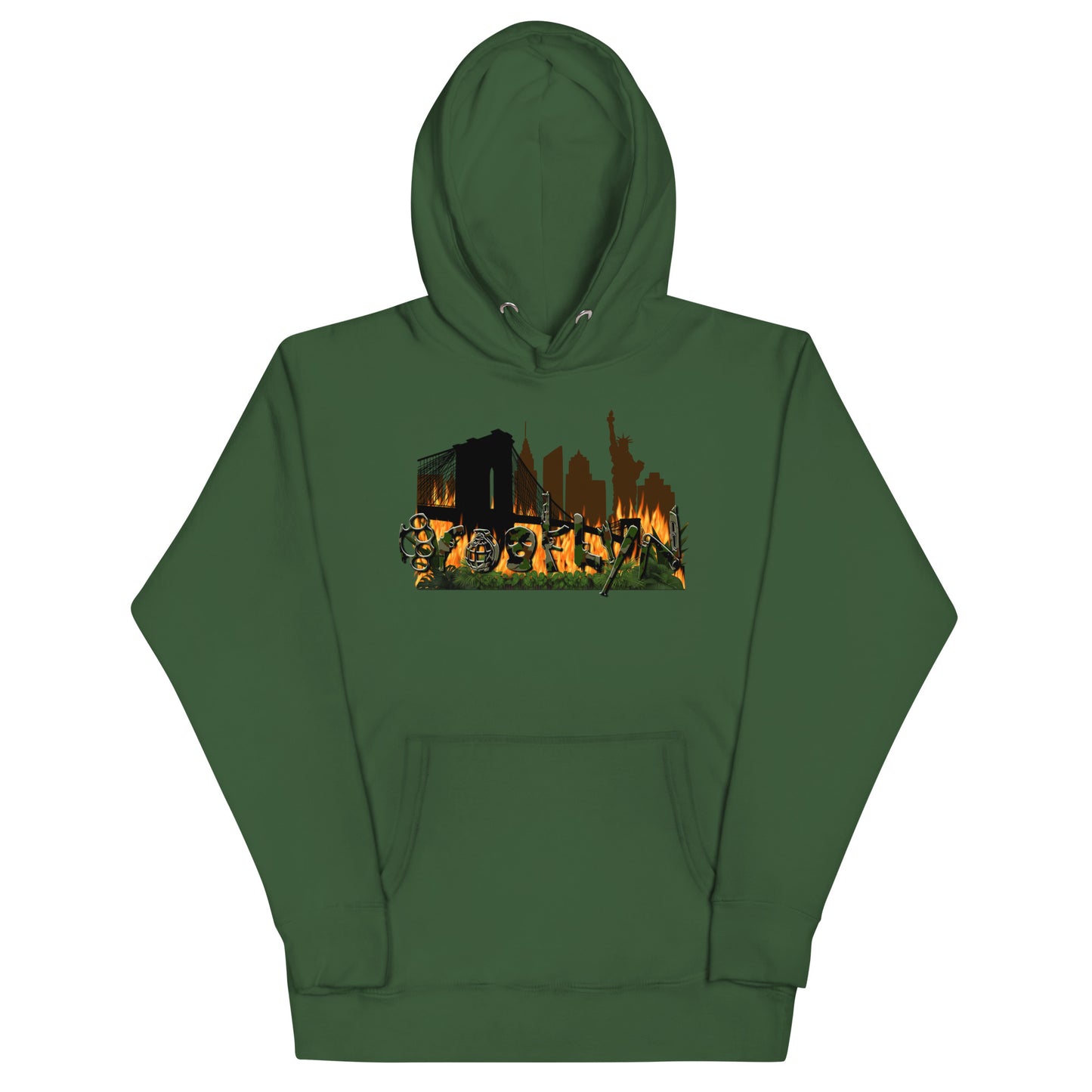 BROOKLYN ANARCHY BURNING CITY CAMO UNISEX HOODIE