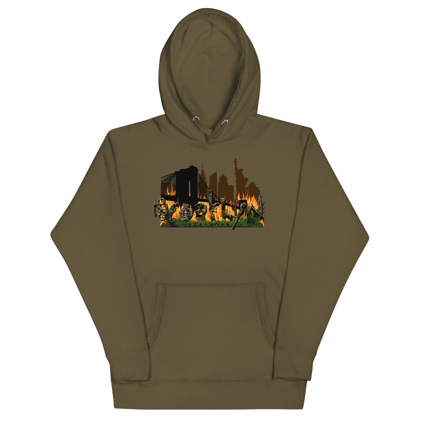 BROOKLYN ANARCHY BURNING CITY CAMO UNISEX HOODIE