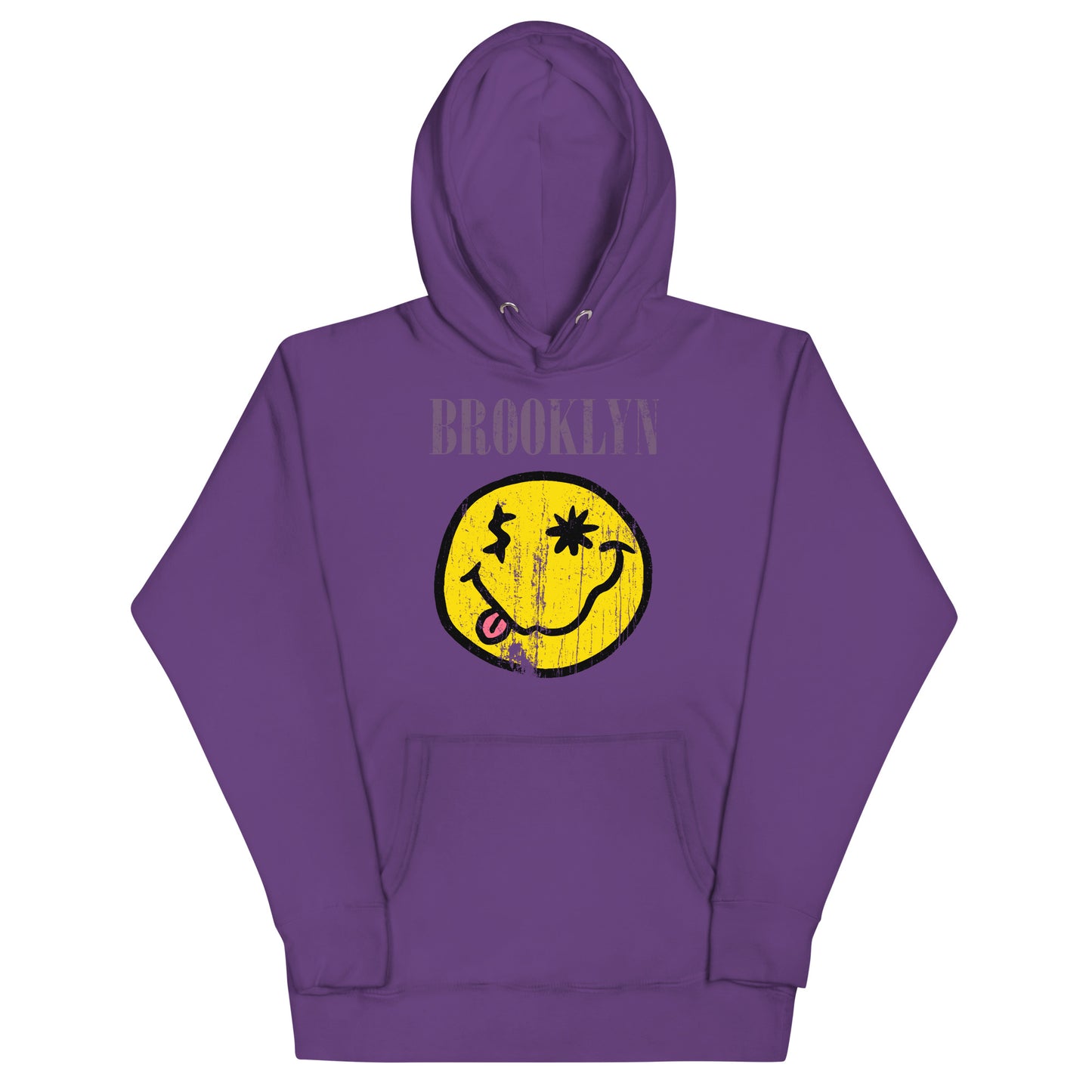 BK ROX - DISTRESSED BROOKLYN "SMILEY" FACE UNISEX HOODIE