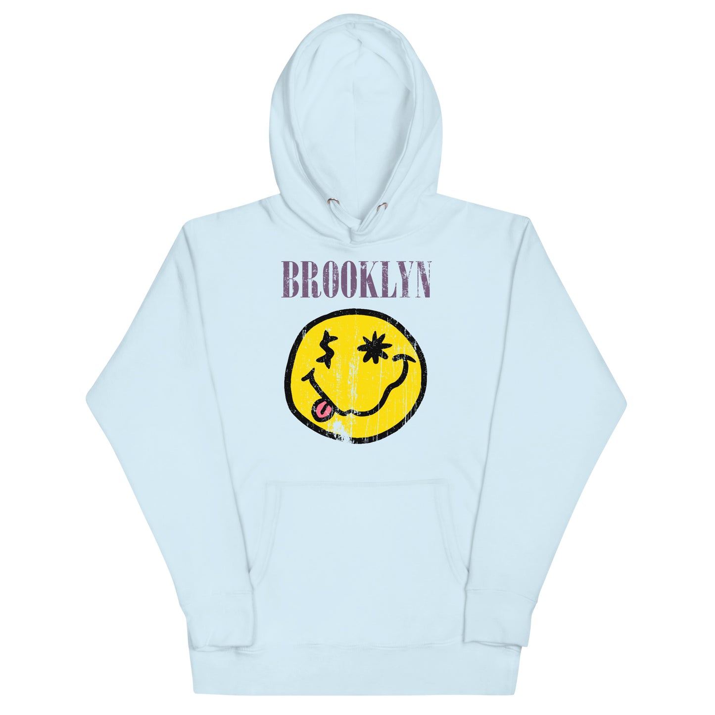 BK ROX - DISTRESSED BROOKLYN "SMILEY" FACE UNISEX HOODIE