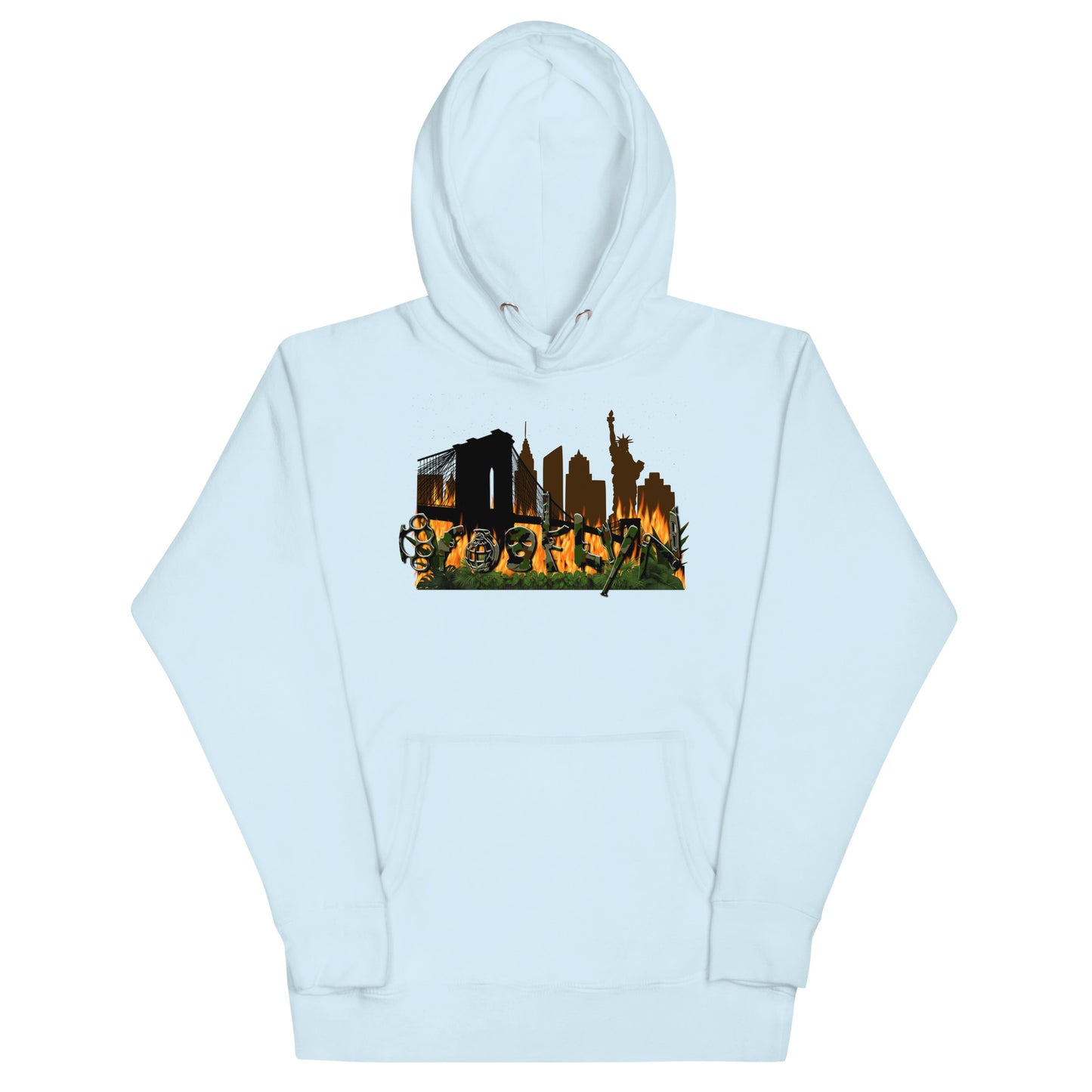 BROOKLYN ANARCHY BURNING CITY CAMO UNISEX HOODIE