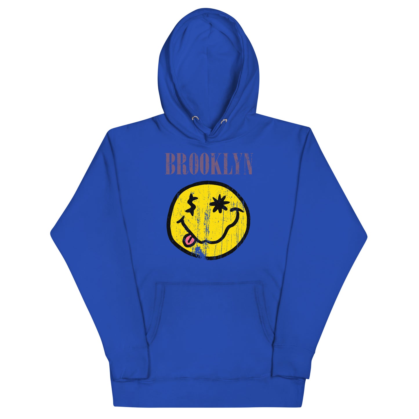 BK ROX - DISTRESSED BROOKLYN "SMILEY" FACE UNISEX HOODIE