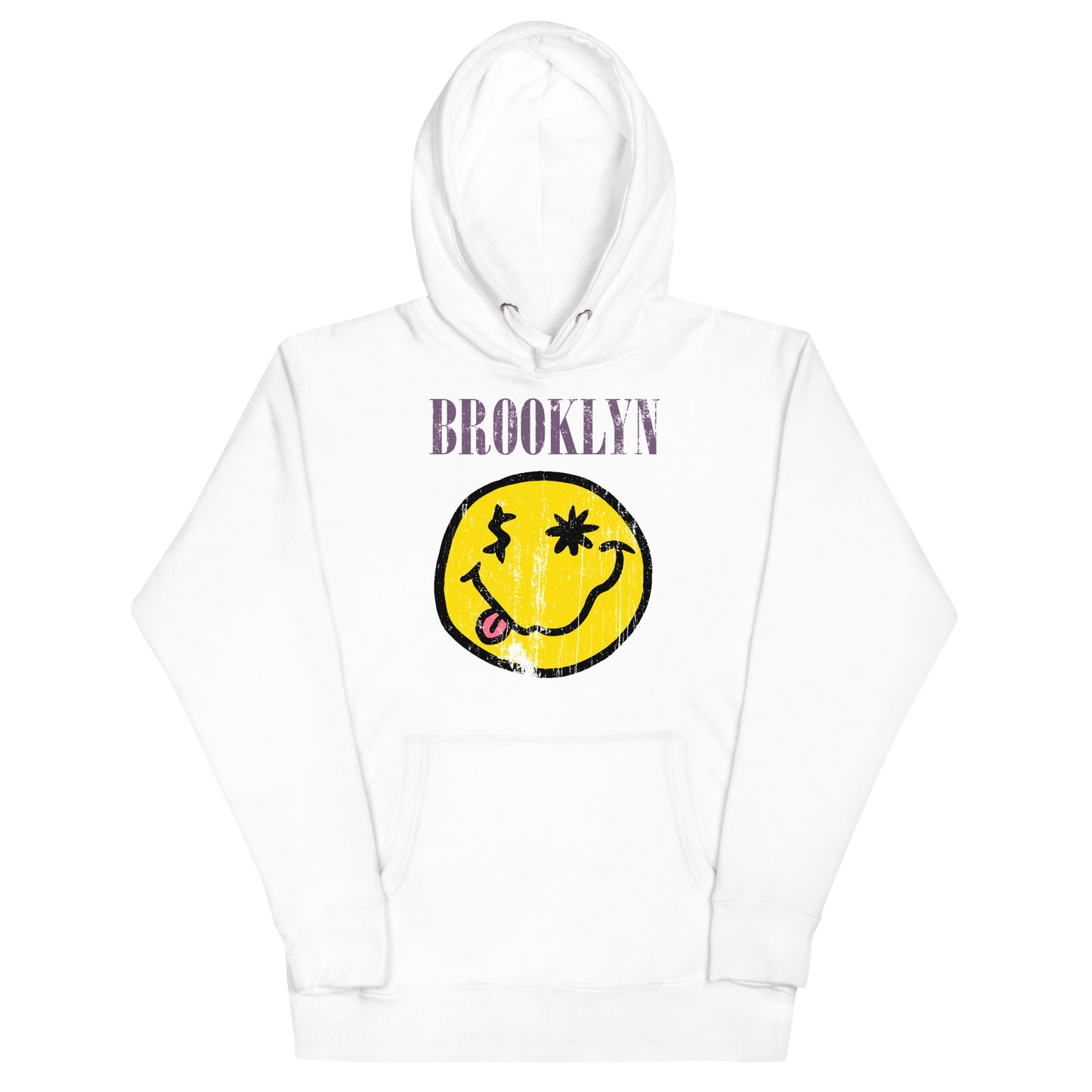 BK ROX - DISTRESSED BROOKLYN "SMILEY" FACE UNISEX HOODIE