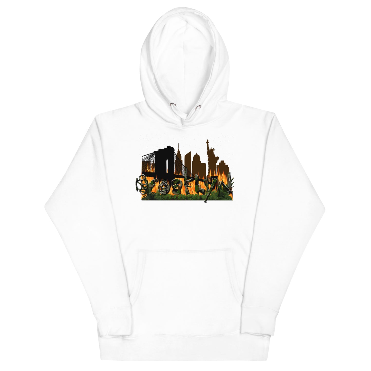 BROOKLYN ANARCHY BURNING CITY CAMO UNISEX HOODIE