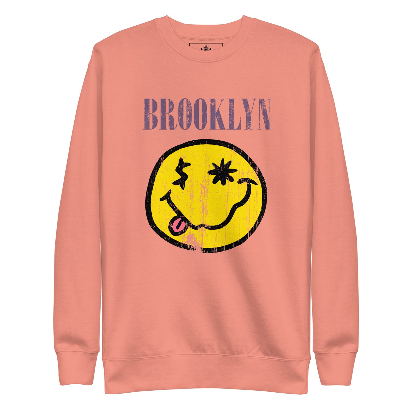 BK ROX - DISTRESSED BROOKLYN "SMILEY" FACE UNISEX PREMIUM SWEATSHIRT