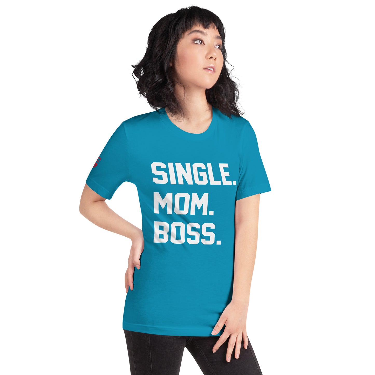 SINGLE. MOM. BOSS. T-SHIRT (WHITE + RED)