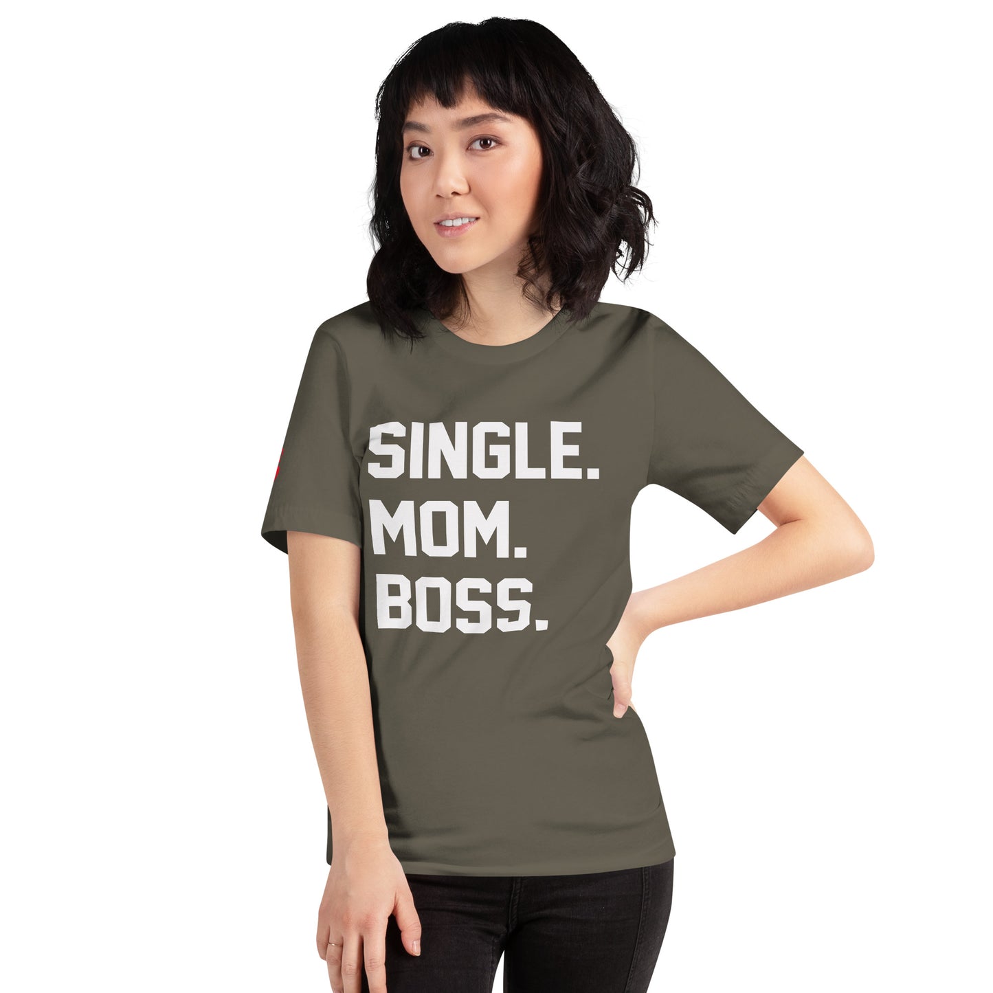 SINGLE. MOM. BOSS. T-SHIRT (WHITE + RED)