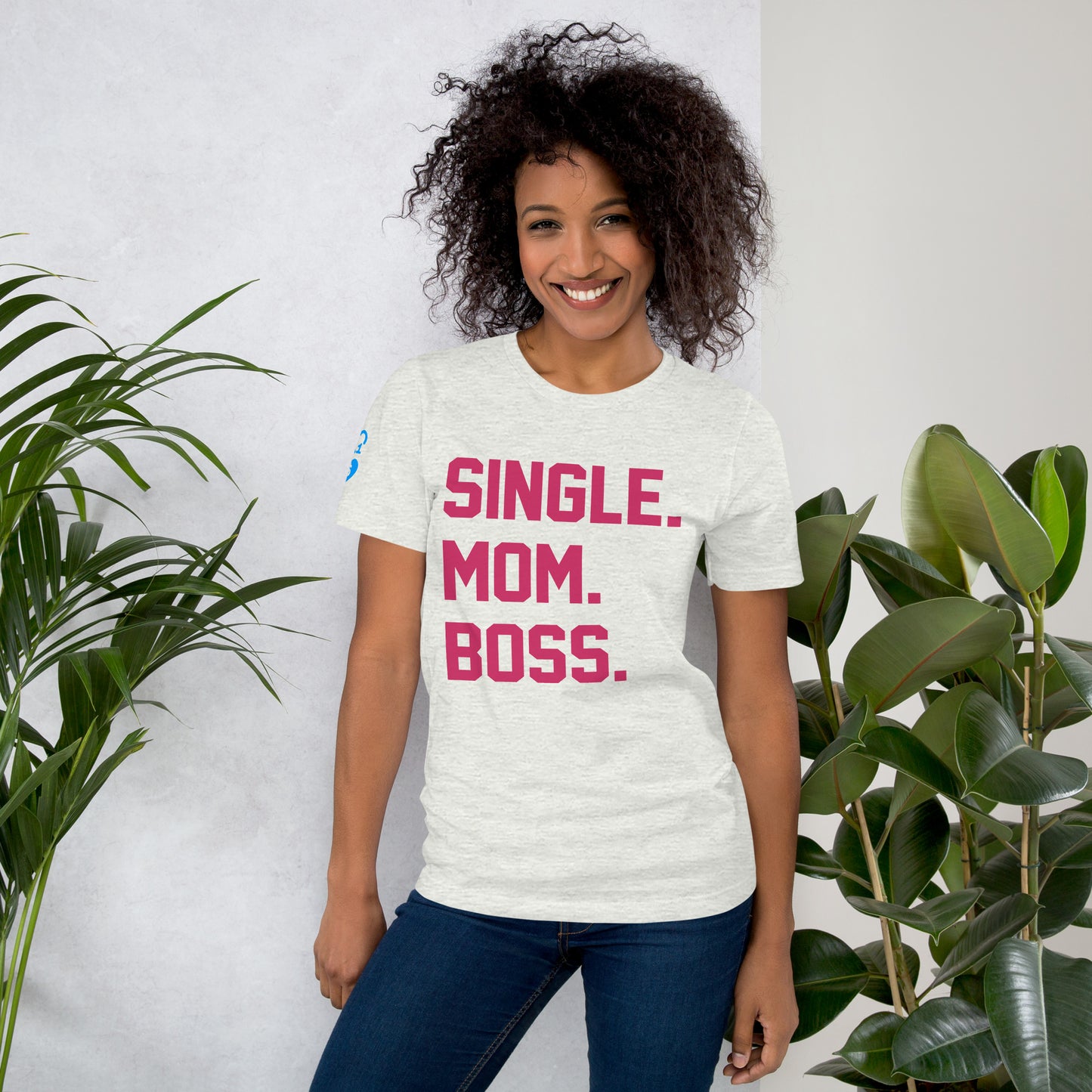 SINGLE. MOM. BOSS. T-SHIRT (PINK + BLUE)