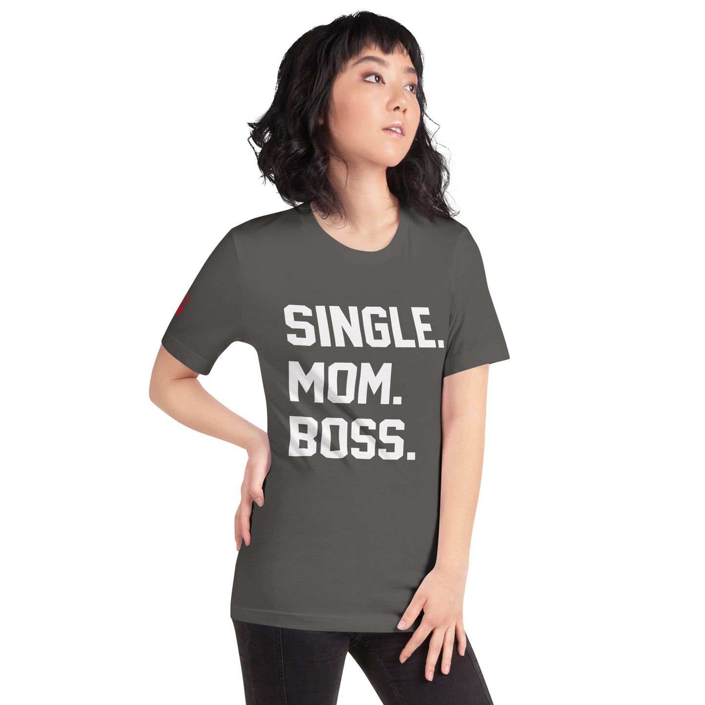 SINGLE. MOM. BOSS. T-SHIRT (WHITE + RED)