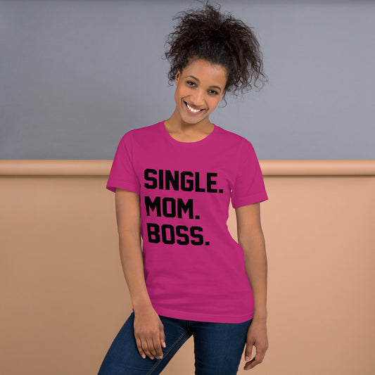 SINGLE. MOM. BOSS. T-SHIRT (BLACK + RED)