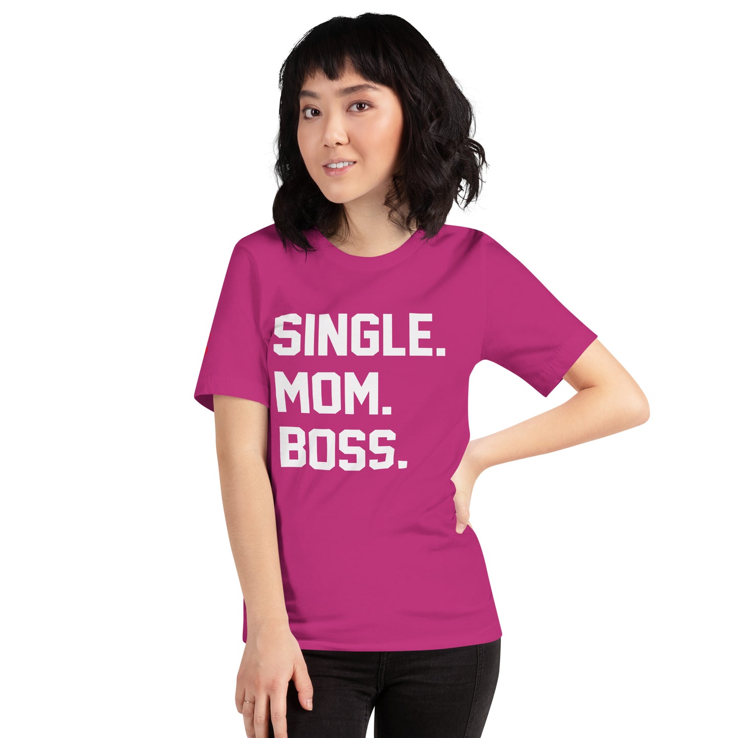 SINGLE. MOM. BOSS. T-SHIRT (WHITE + RED)