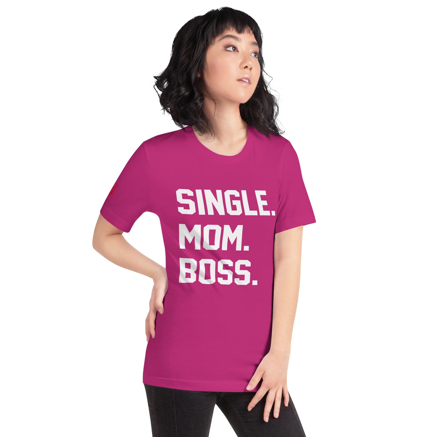 SINGLE. MOM. BOSS. T-SHIRT (WHITE + RED)