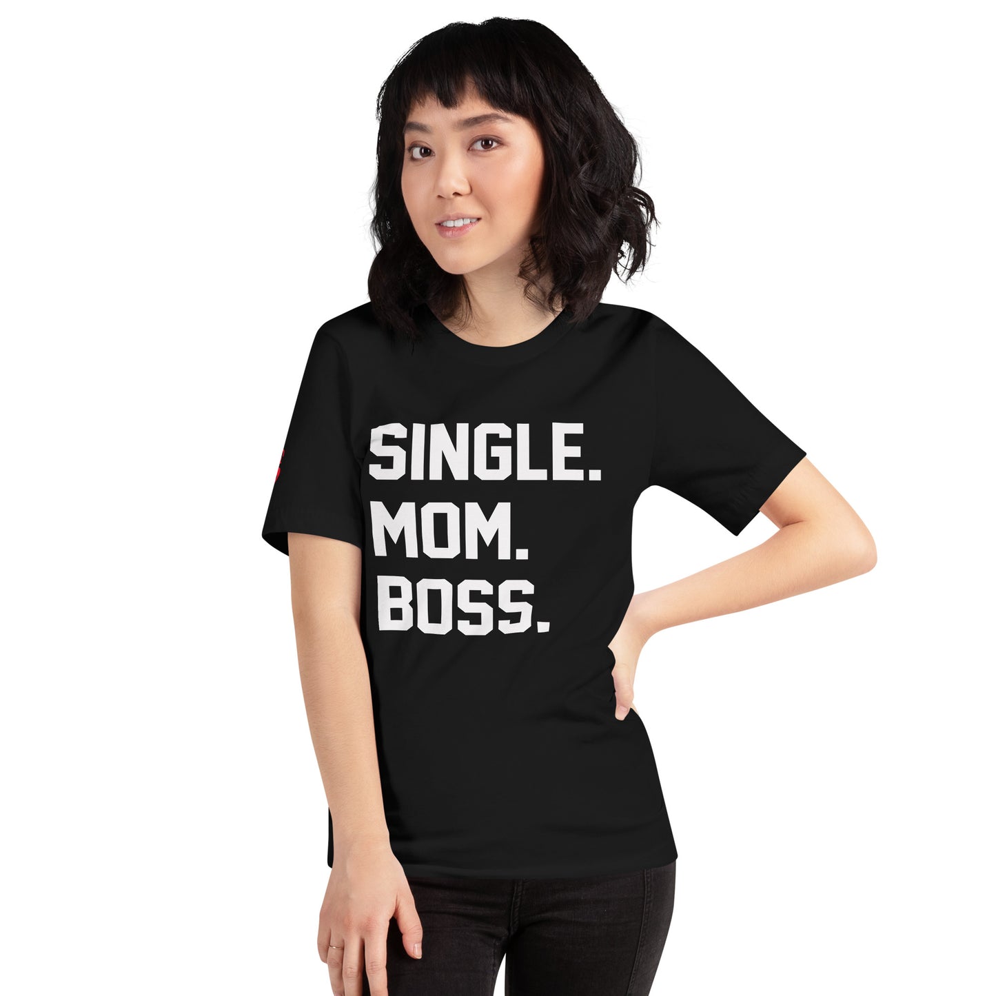 SINGLE. MOM. BOSS. T-SHIRT (WHITE + RED)