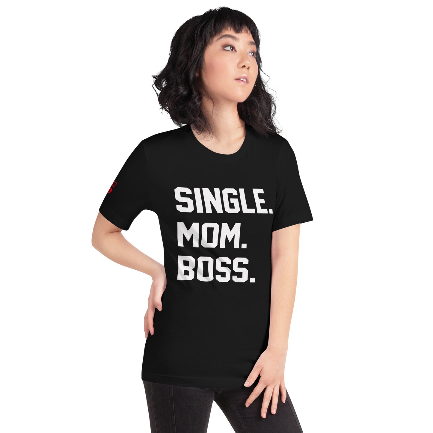 SINGLE. MOM. BOSS. T-SHIRT (WHITE + RED)