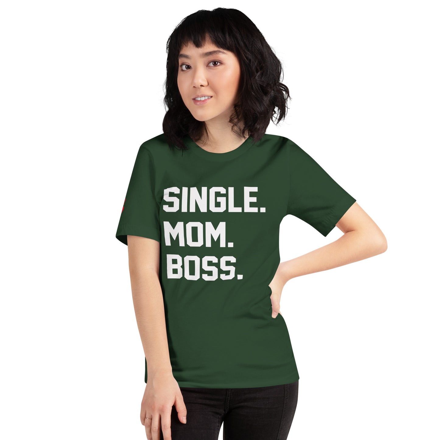 SINGLE. MOM. BOSS. T-SHIRT (WHITE + RED)