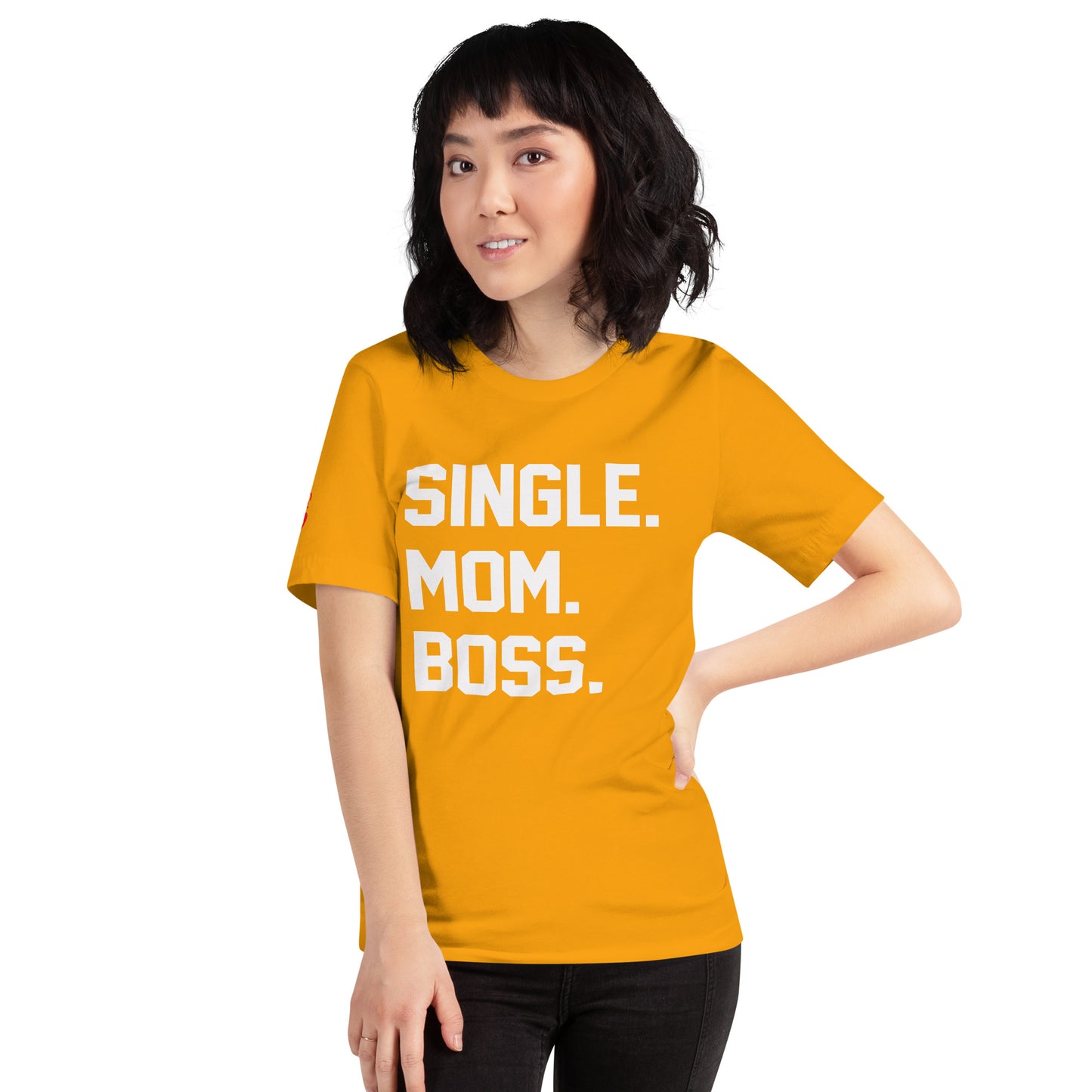 SINGLE. MOM. BOSS. T-SHIRT (WHITE + RED)