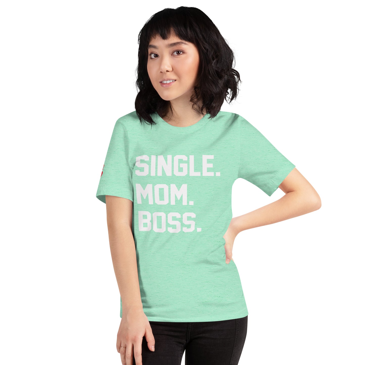 SINGLE. MOM. BOSS. T-SHIRT (WHITE + RED)