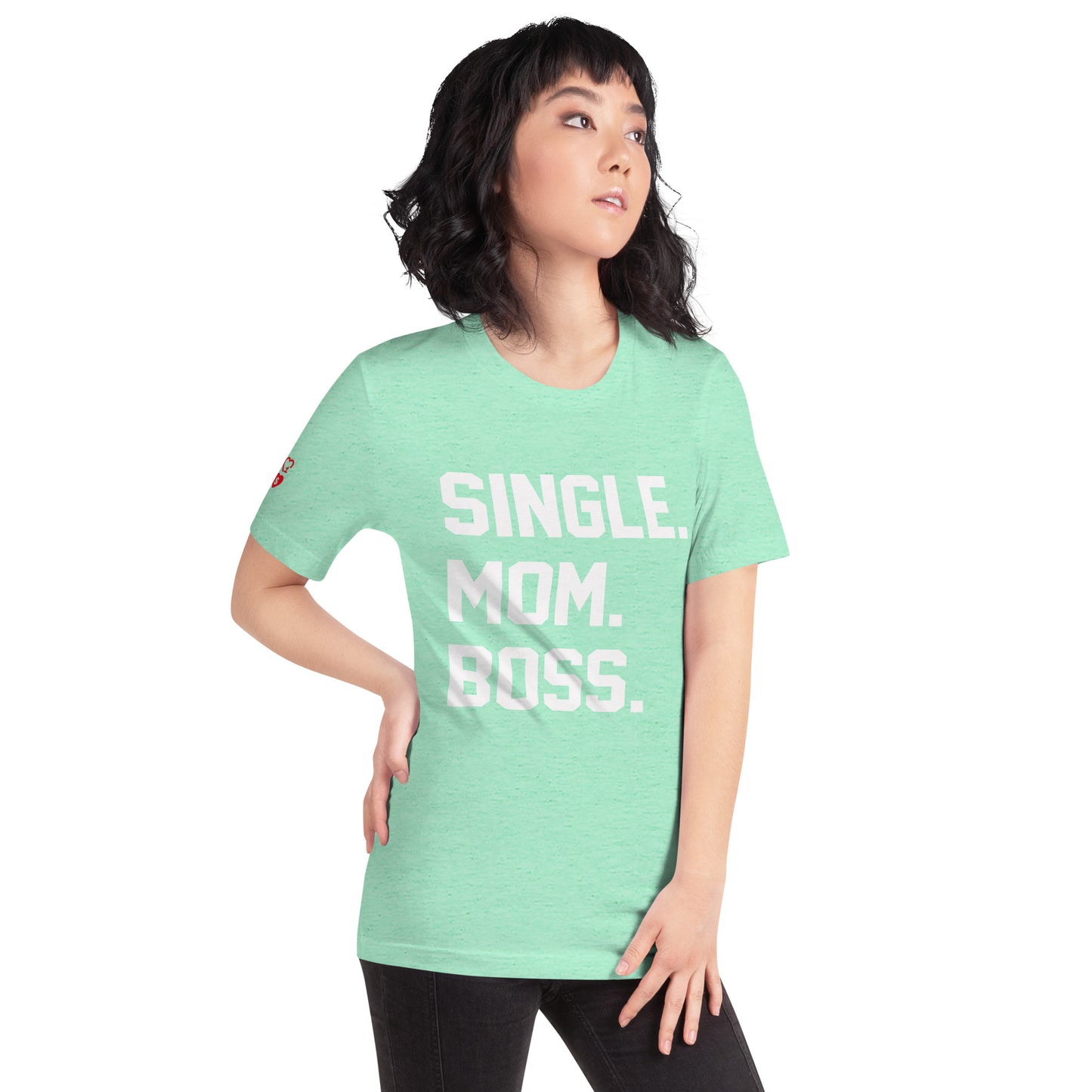 SINGLE. MOM. BOSS. T-SHIRT (WHITE + RED)