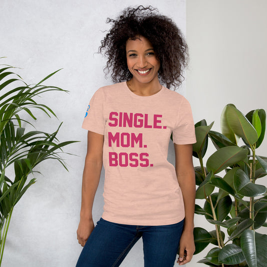 SINGLE. MOM. BOSS. T-SHIRT (PINK + BLUE)