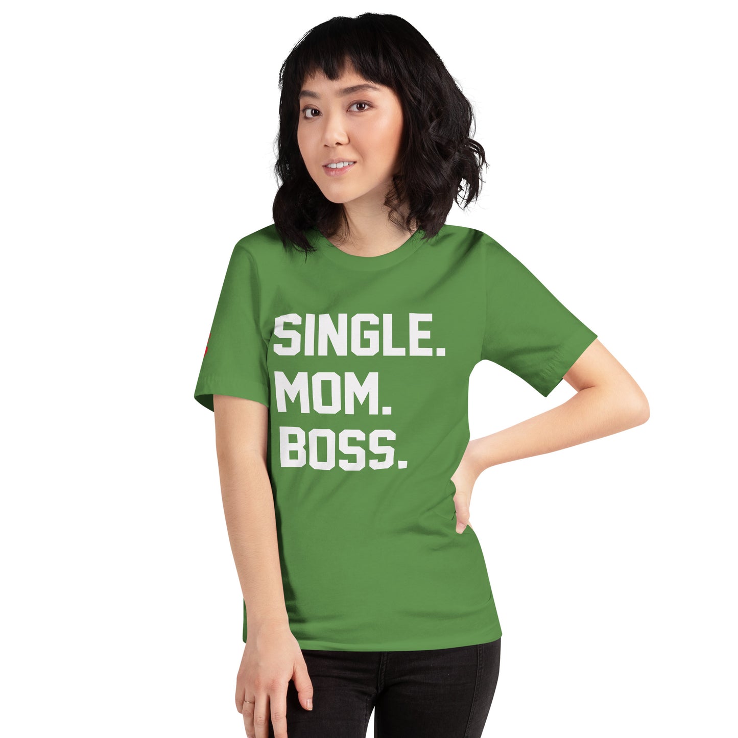 SINGLE. MOM. BOSS. T-SHIRT (WHITE + RED)