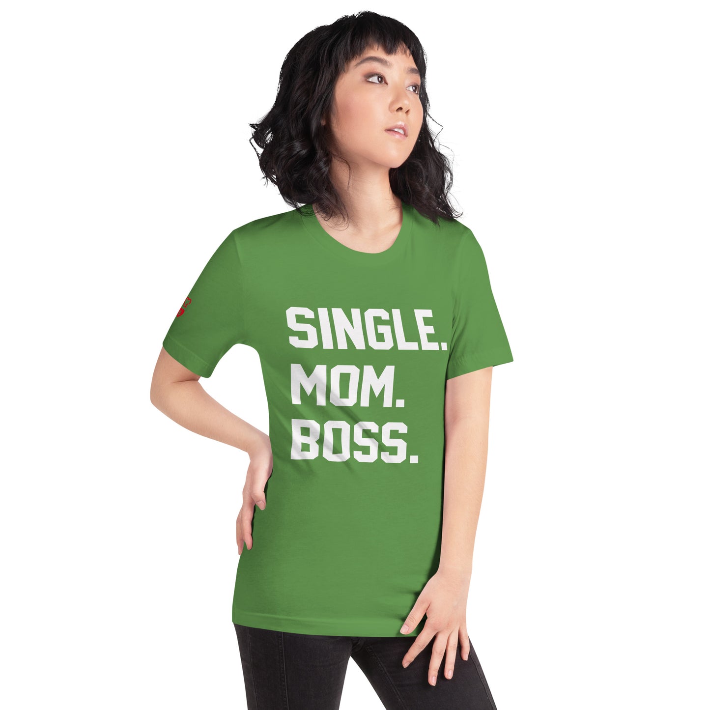 SINGLE. MOM. BOSS. T-SHIRT (WHITE + RED)