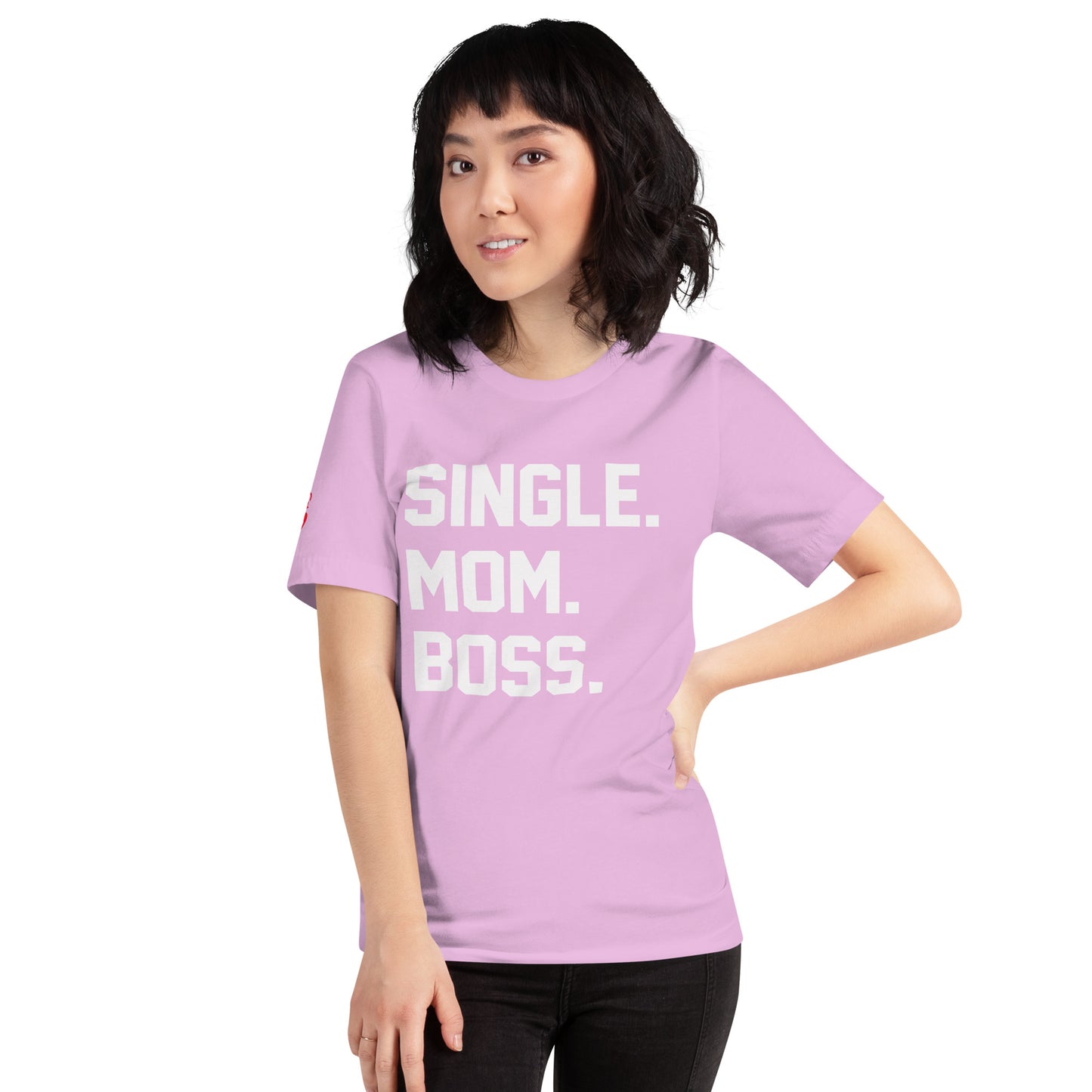 SINGLE. MOM. BOSS. T-SHIRT (WHITE + RED)