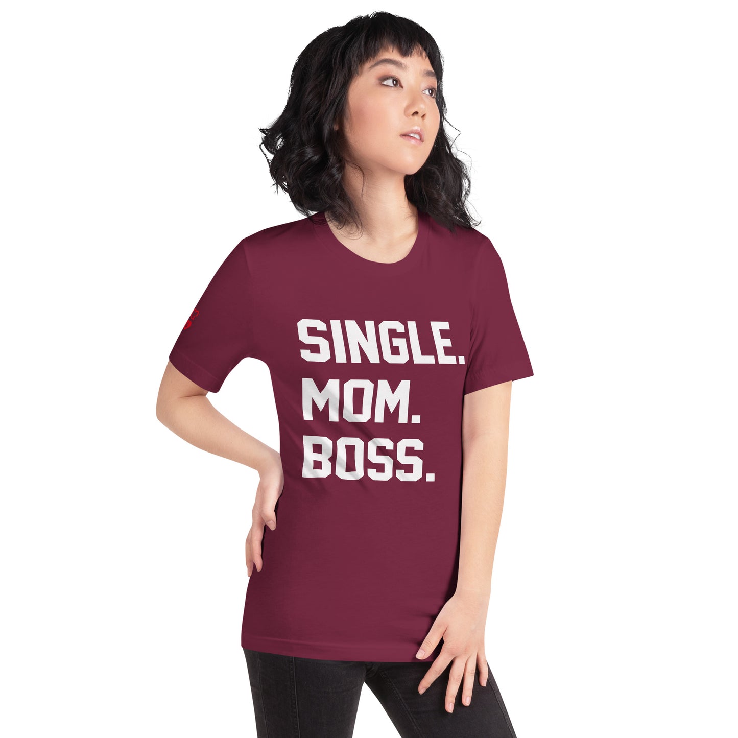 SINGLE. MOM. BOSS. T-SHIRT (WHITE + RED)