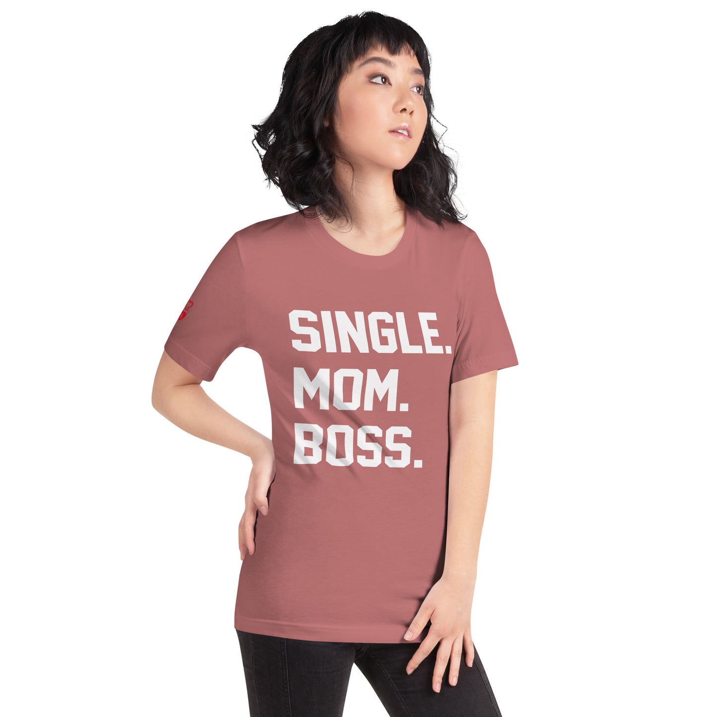 SINGLE. MOM. BOSS. T-SHIRT (WHITE + RED)