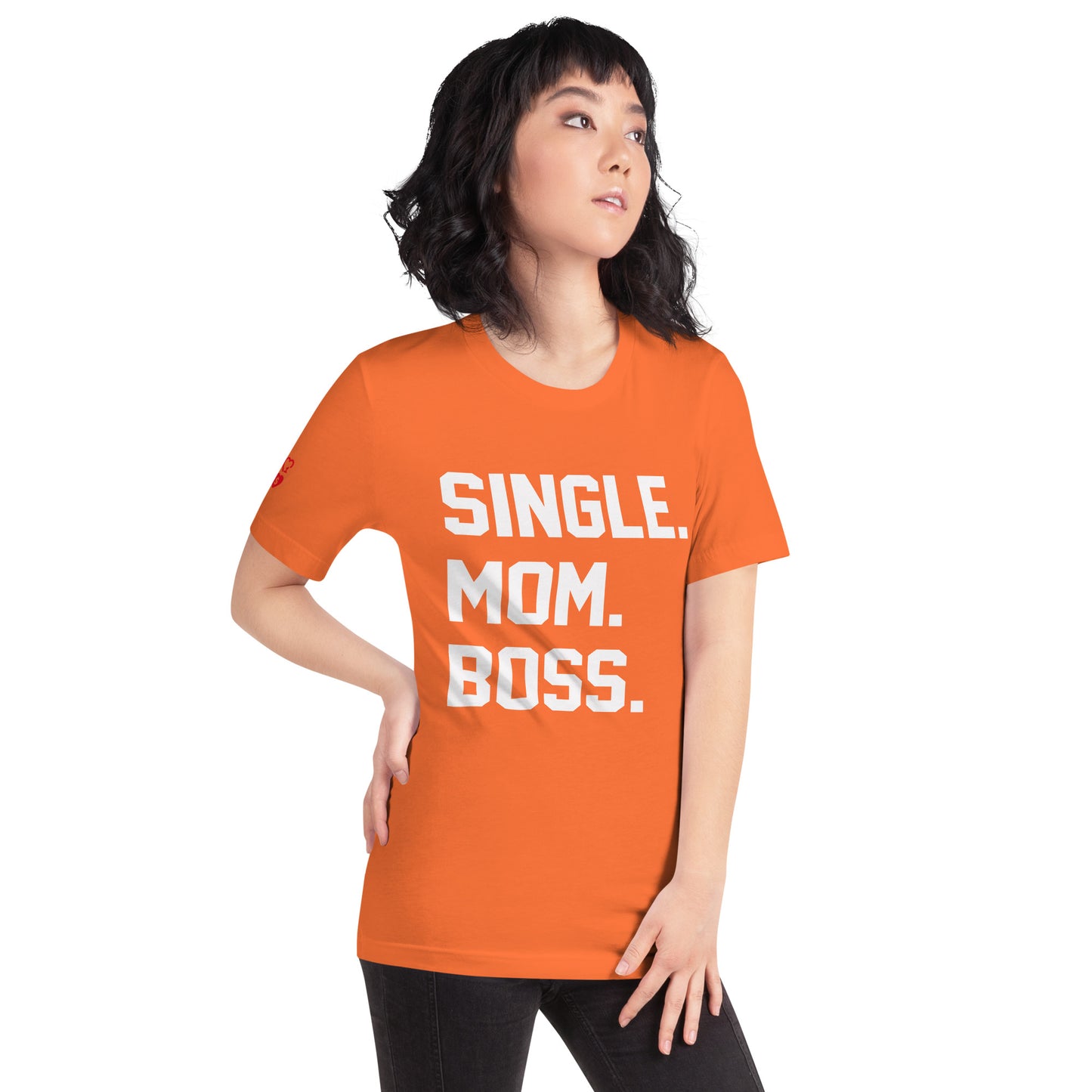 SINGLE. MOM. BOSS. T-SHIRT (WHITE + RED)