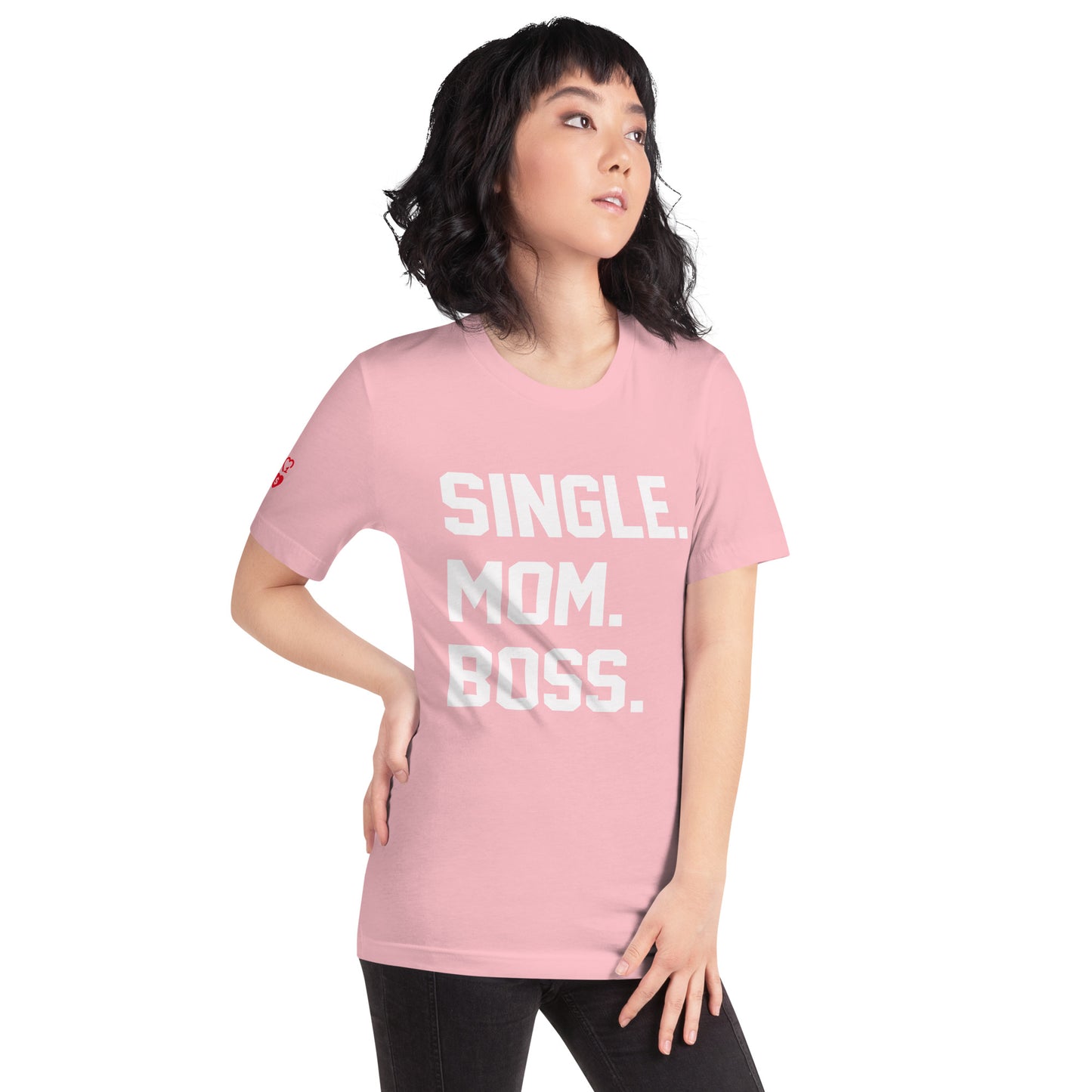 SINGLE. MOM. BOSS. T-SHIRT (WHITE + RED)