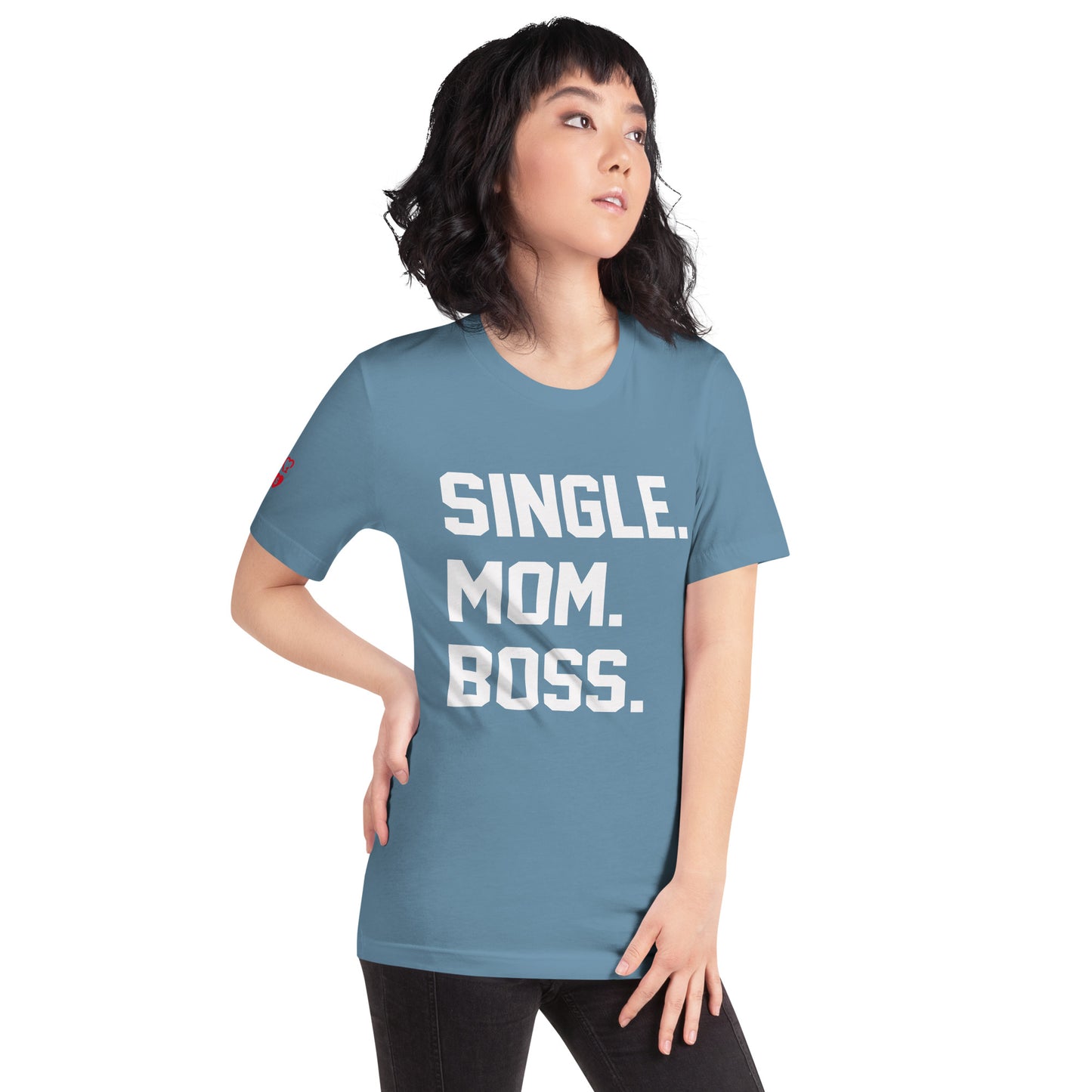 SINGLE. MOM. BOSS. T-SHIRT (WHITE + RED)