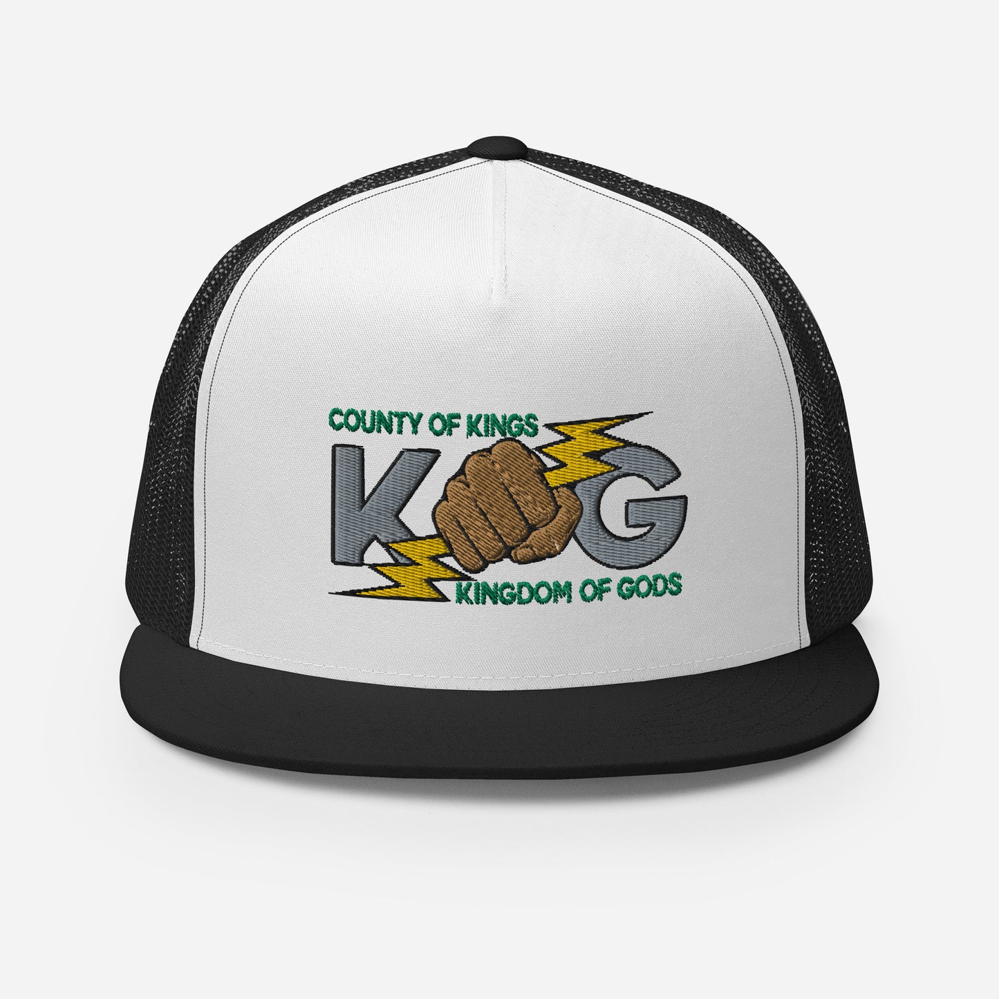 KINGDOM OF GODS - KOG HANDS OF GODS MESH SNAPBACK (Silver&Green Stitch)