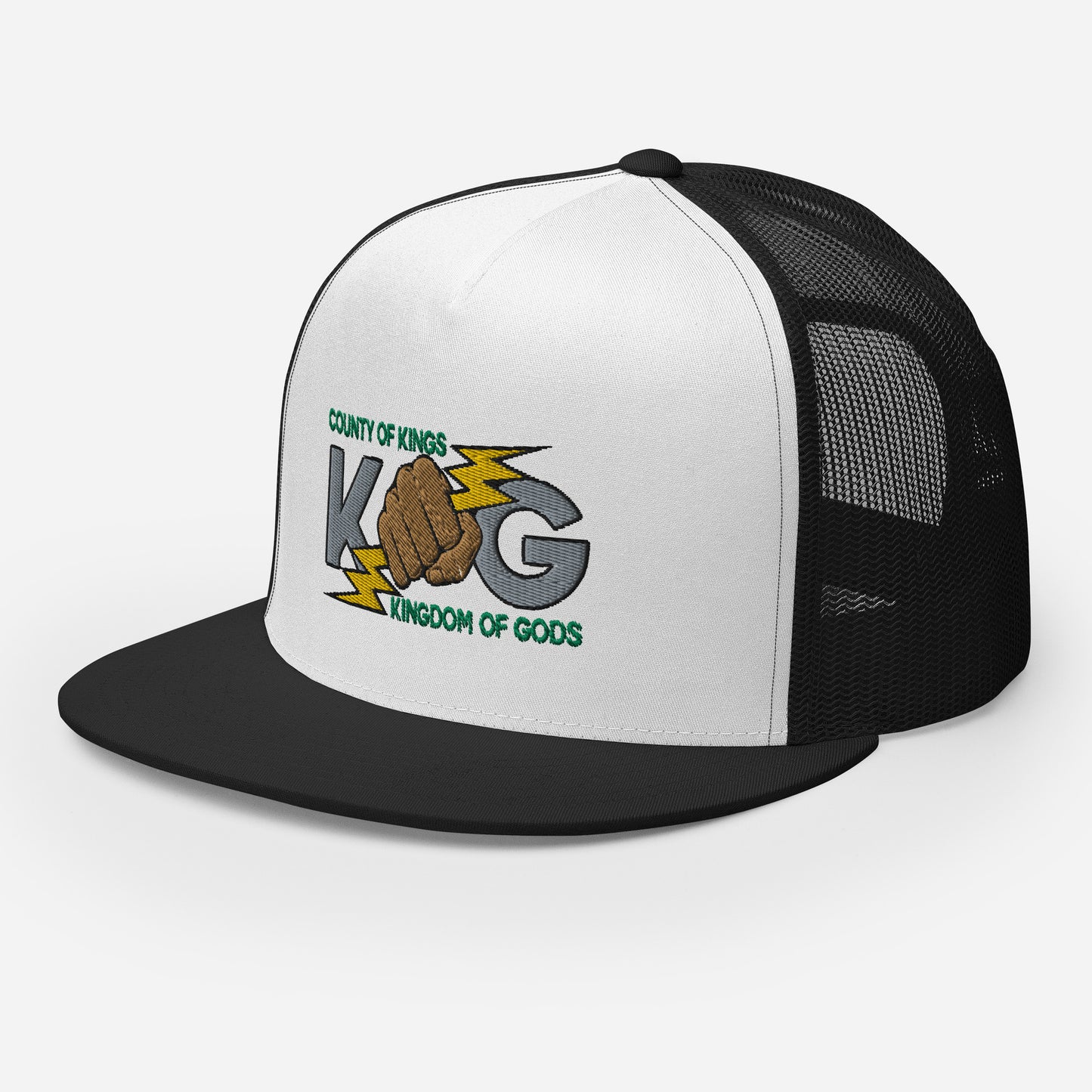 KINGDOM OF GODS - KOG HANDS OF GODS MESH SNAPBACK (Silver&Green Stitch)