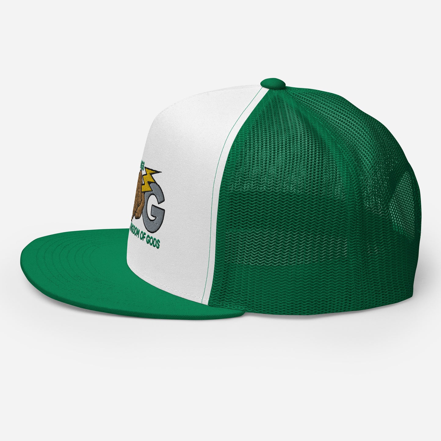 KINGDOM OF GODS - KOG HANDS OF GODS MESH SNAPBACK (Silver&Green Stitch)