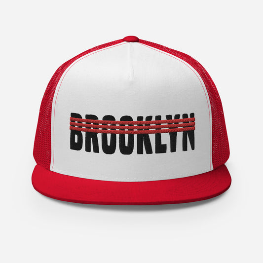 BROOKLYN 3 STRIPE MESH SNAPBACK (RED)